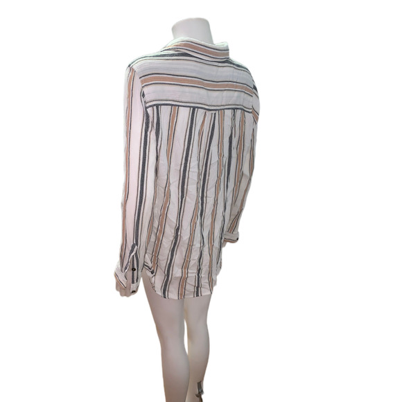 Sonoma White Striped Button Down Blouse L - Picture 3 of 5